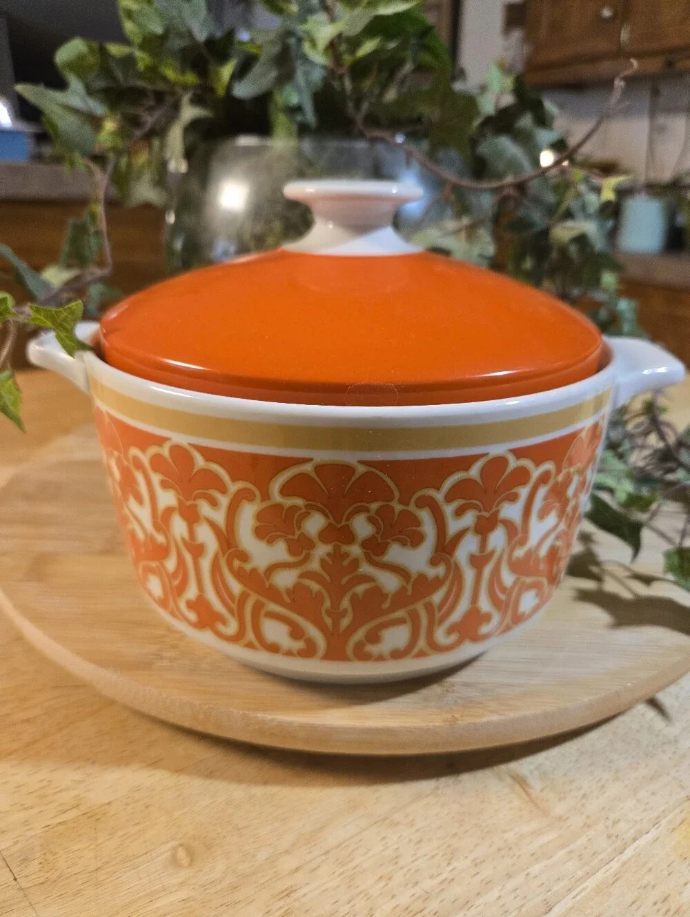 Royal Doulton Orange and White Covered Serving Bowl